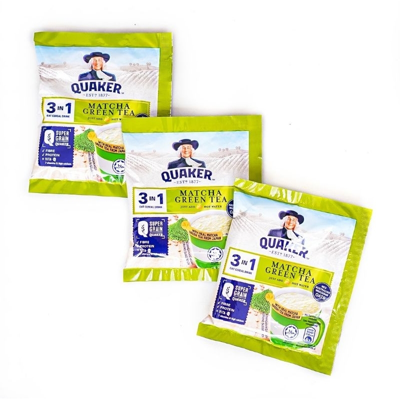Jual Quaker Malaysia 3 in 1 Matcha Green Tea Oat Cereal Drink Kemasan
