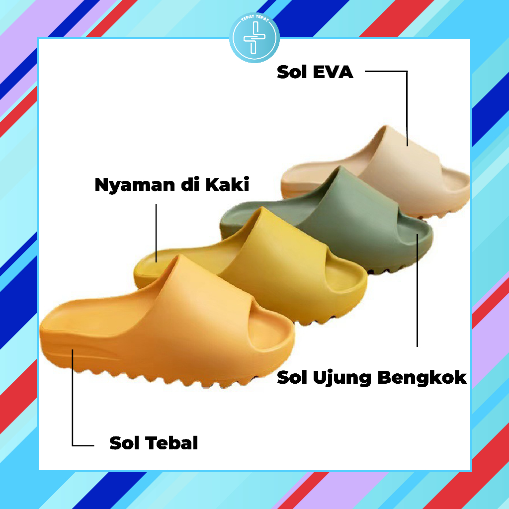 Jual Sandal wanita sendal karet slop rumah monstera slide slip YEEZY ...