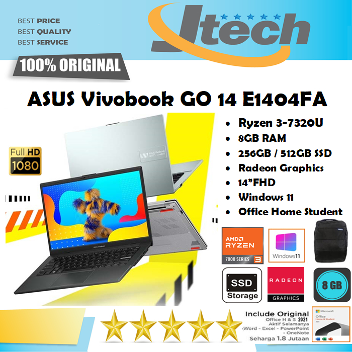 Jual Asus Vivobook Go 14 E1404fa Ryzen 3 7320u 8gb 256gb Ssd