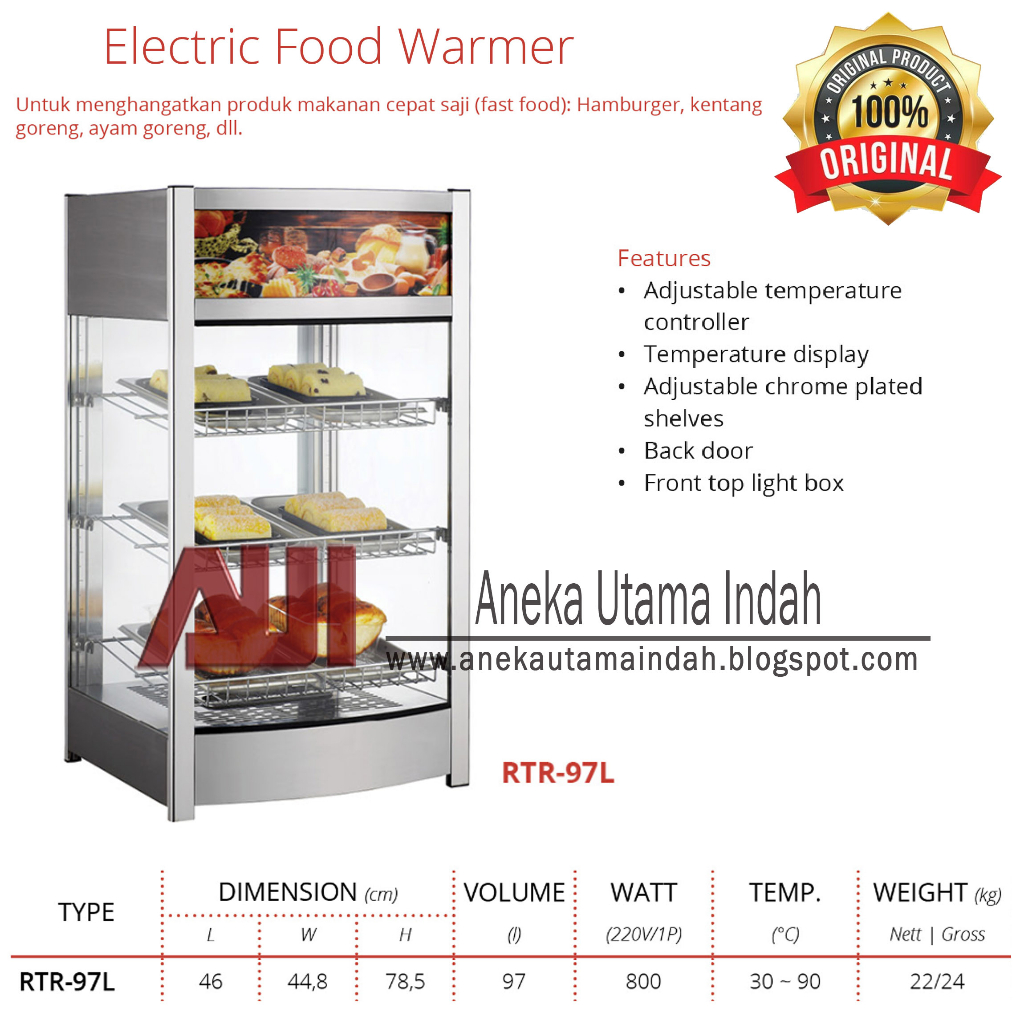 Jual Getra RTR-97L Electric Food Warmer - Mesin Showcase Pemajang ...
