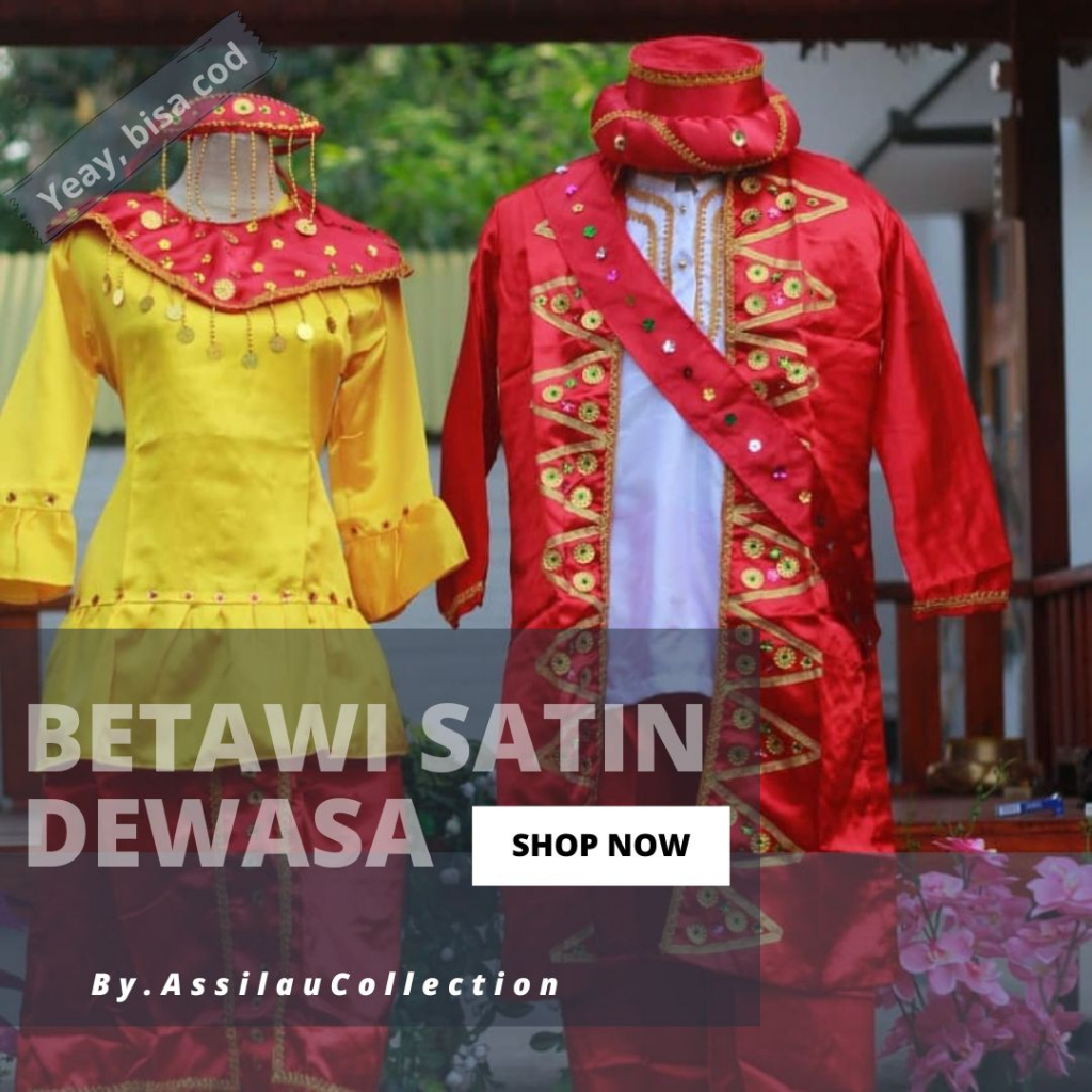 Jual Baju Adat Dewasa Betawi Saten Dewasa Satuan Lakicewek Shopee Indonesia