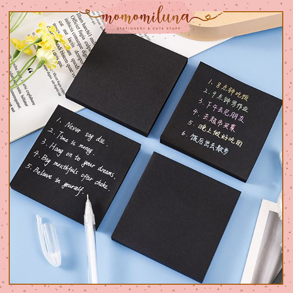 Jual Sticky notes solid black mini memo hitam polos kawai estetik diy ...