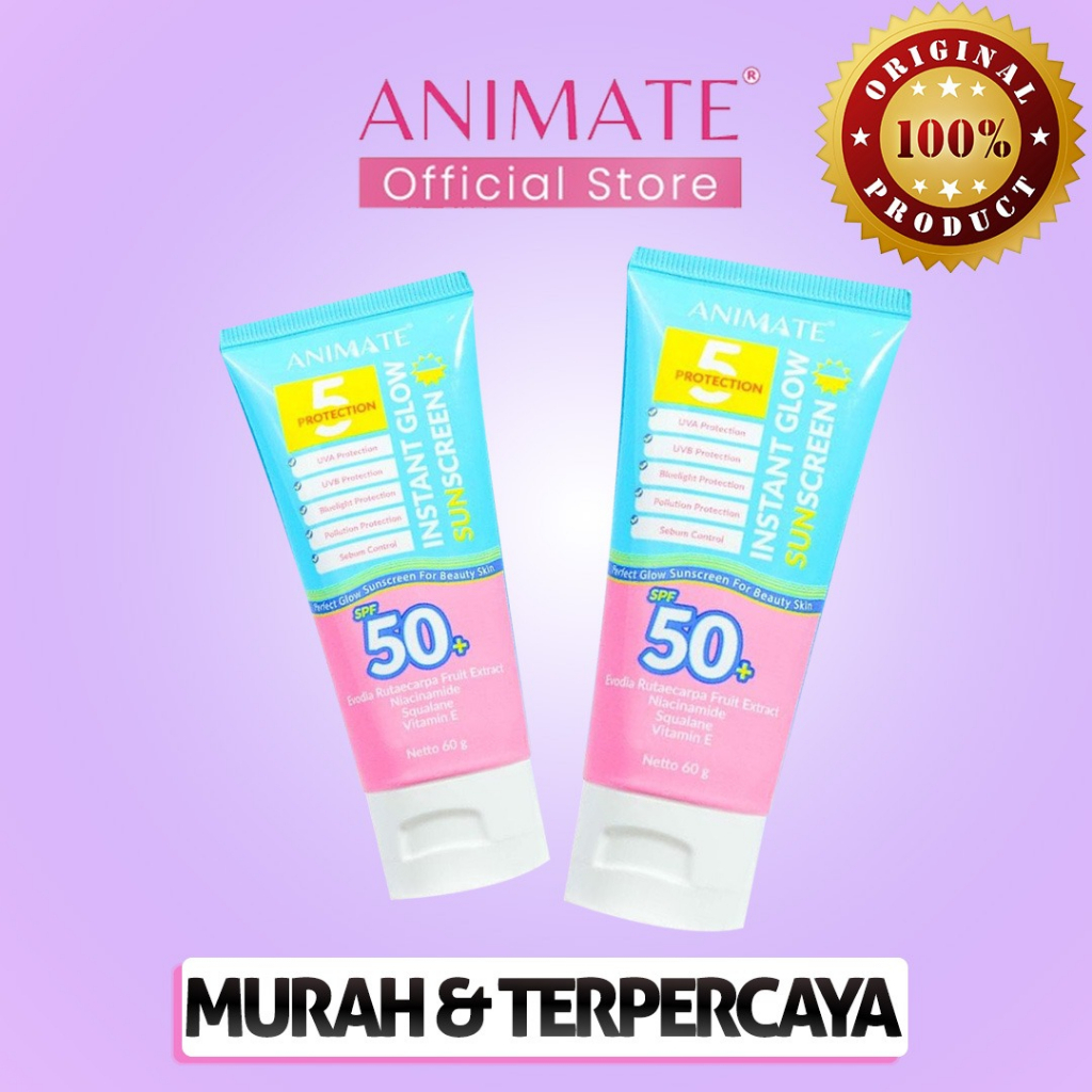 Jual ANIMATE INSTANT GLOW SUNSCREEN 5 PROTECTION SPF 50+ 60gr | Shopee ...