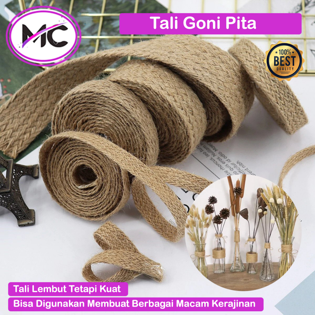 Jual Pita Tali Goni Serat Alami Tali Rami Anyaman Rustic Hemp Kerajinan ...
