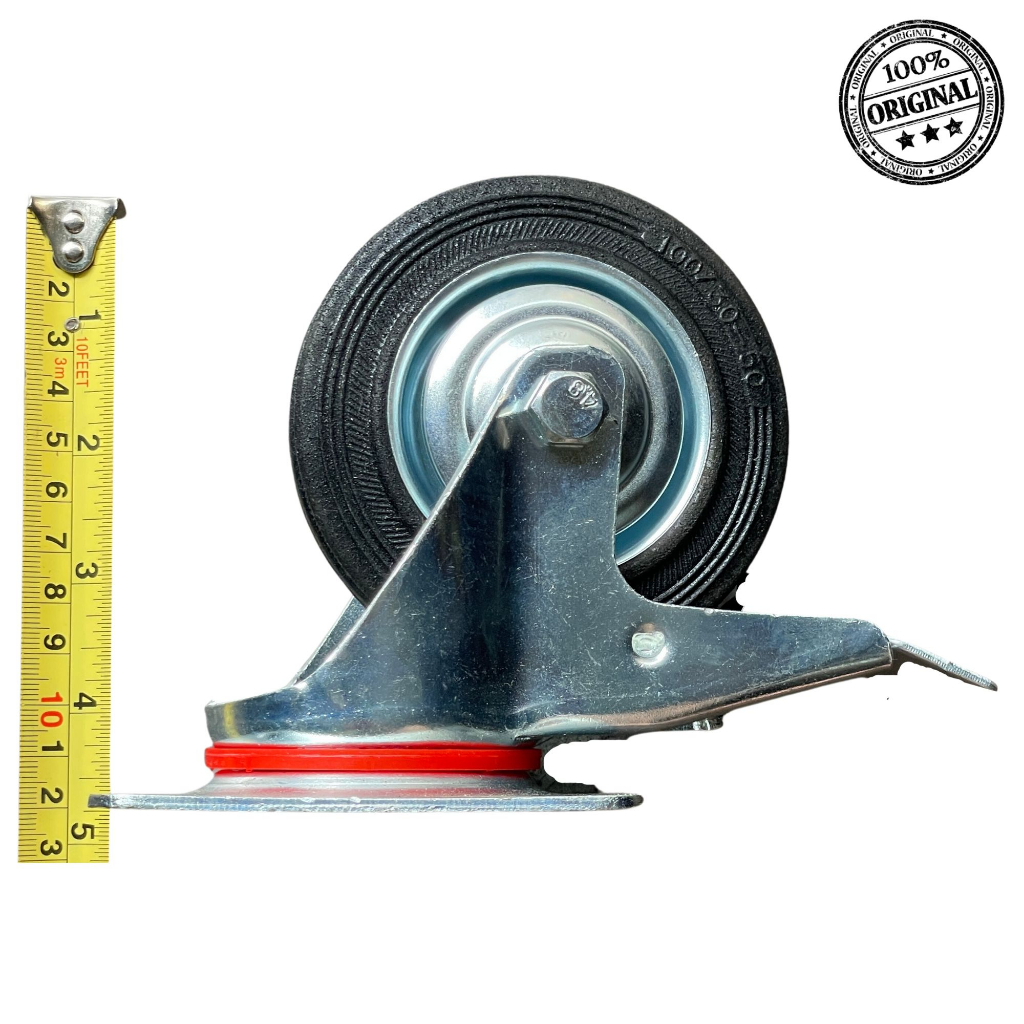 Jual Roda Gepeng Karet 4 Inch Rem Rubber Caster 4