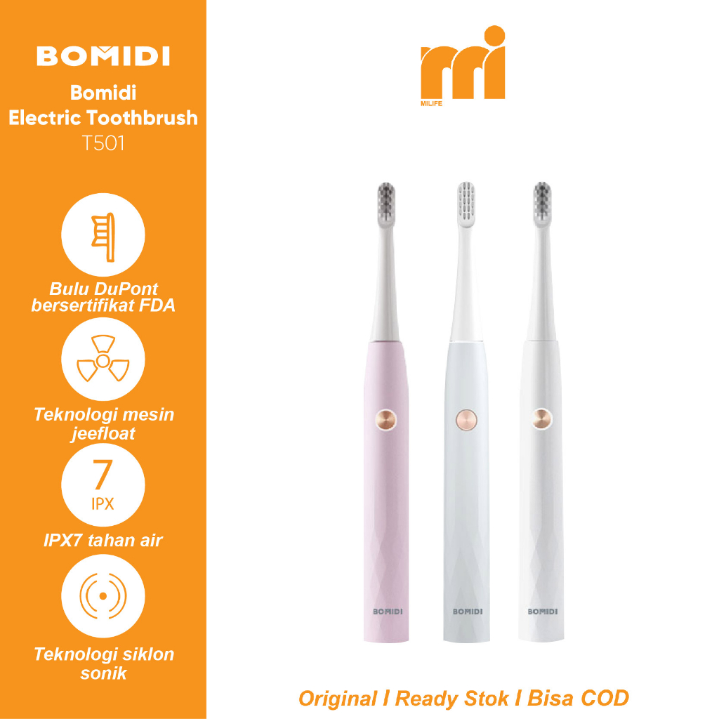 Jual BOMIDI T501 Sikat Gigi elektrik Listrik Ultrasonic Soft Bristle ...