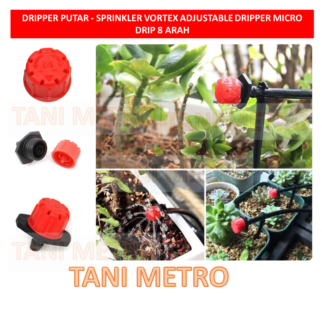 Jual 500 Pcs SPRINKLER VORTEX ADJUSTABLE DRIPPER MICRO DRIP 8 ARAH 360 ...
