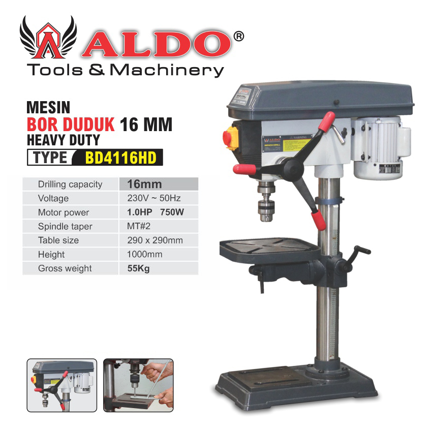 Jual Mesin Bor Duduk Heavy Duty Mm Type Bd Hd Merk Aldo