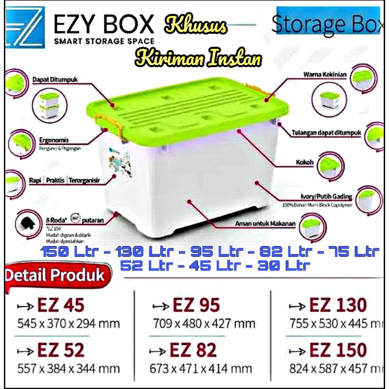 Jual Container Box Ezy Tempat Penyimpanan Kontainer 150 Ltr 130 Ltr