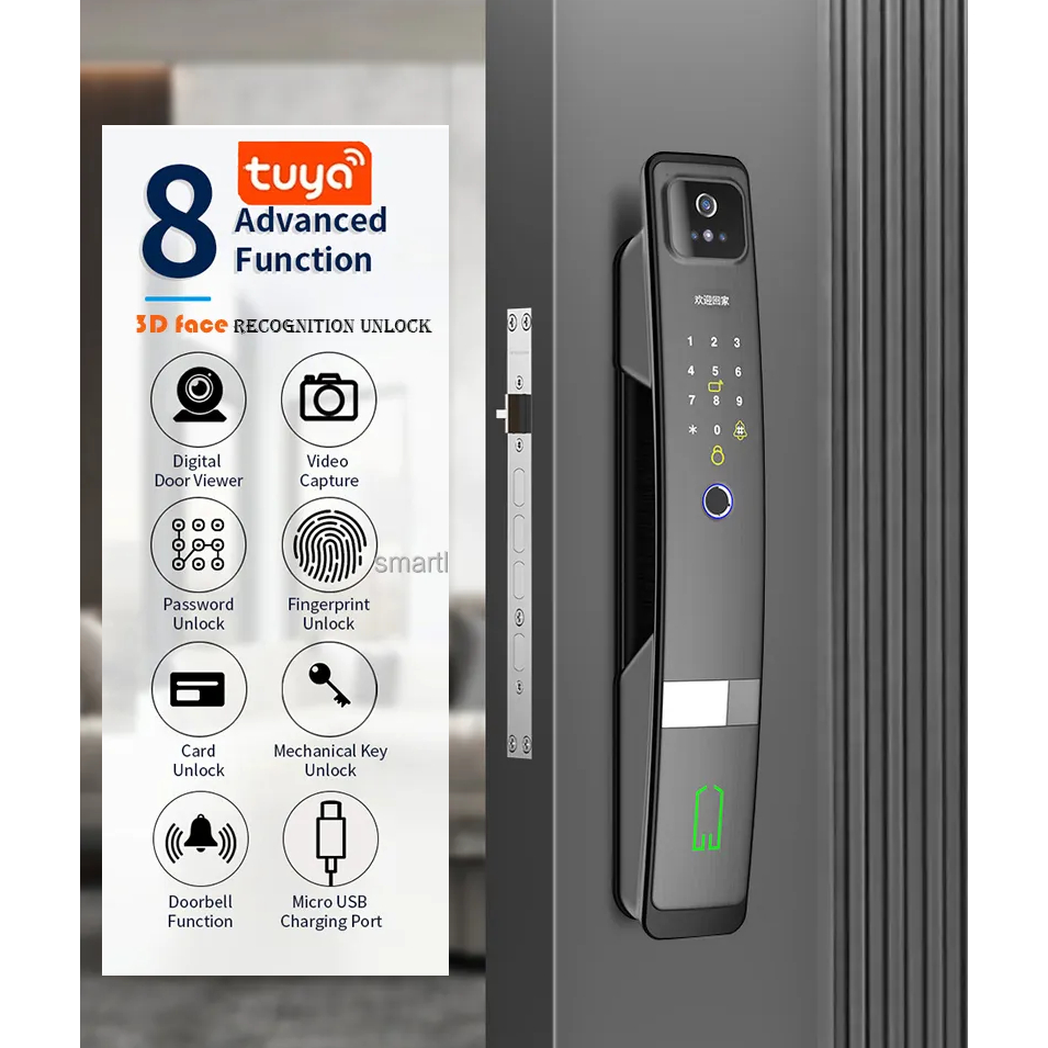 Jual BERMAT Smart Door Lock 3D Face Recognition Fingerprint Card Wifi ...