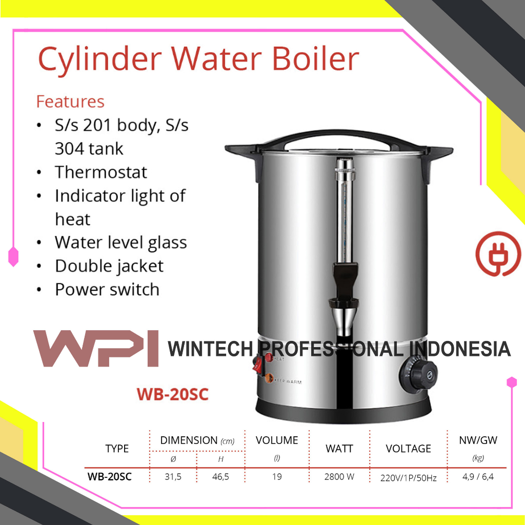 Jual Getra WB20SC Cylinder Water Boiler Tabung Pemanas Air Pakai