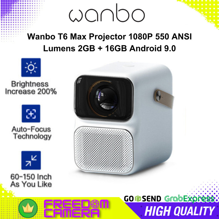 Jual Wanbo T6 Max Projector 1080P 550 ANSI Lumens 2GB + 16GB Android 9. ...