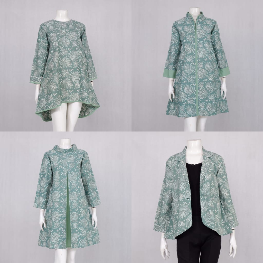 Jual ATASAN BATIK WANITA HIJAU SAGE SERIES KOLEKSI BAJU KERJA | Shopee