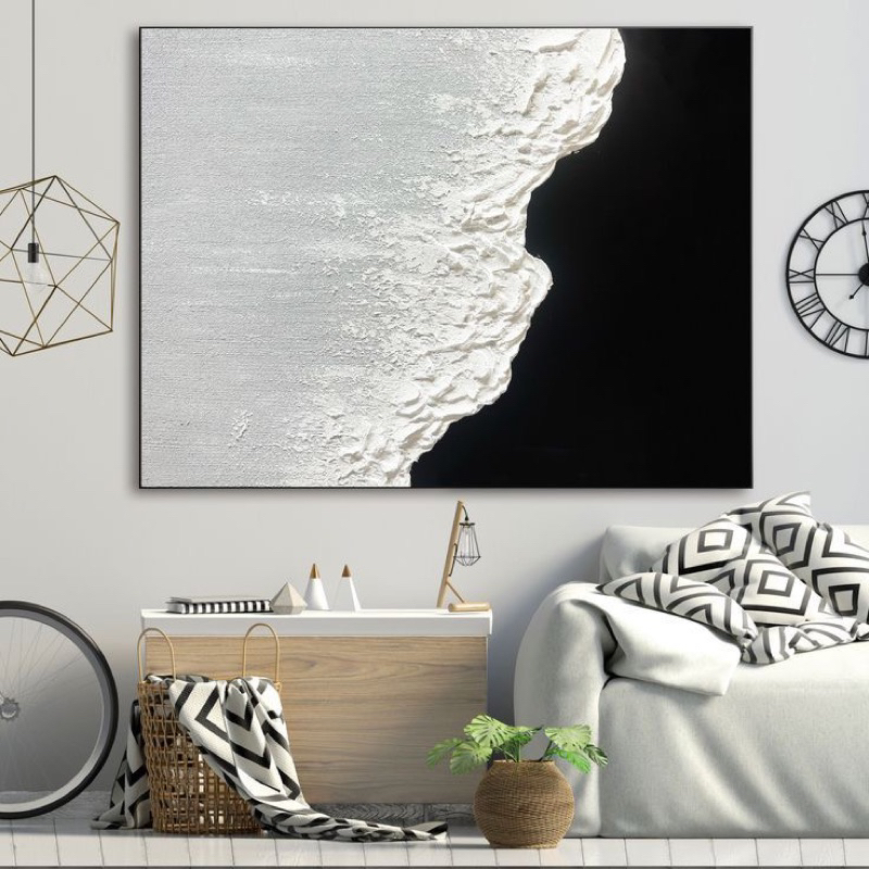 Jual Lukisan Texture Painting Ready Hiasan Dinding Monochrome Aesthetic