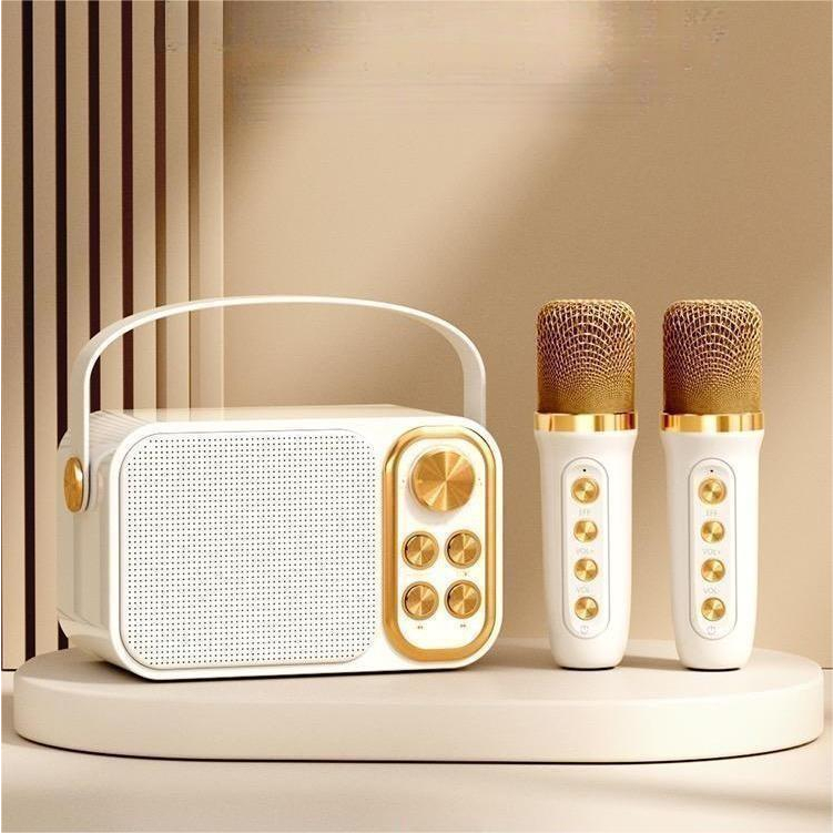 Jual Karaoke Bluetooth Speaker Set/ 2 Microphone Wireless Voice Change ...