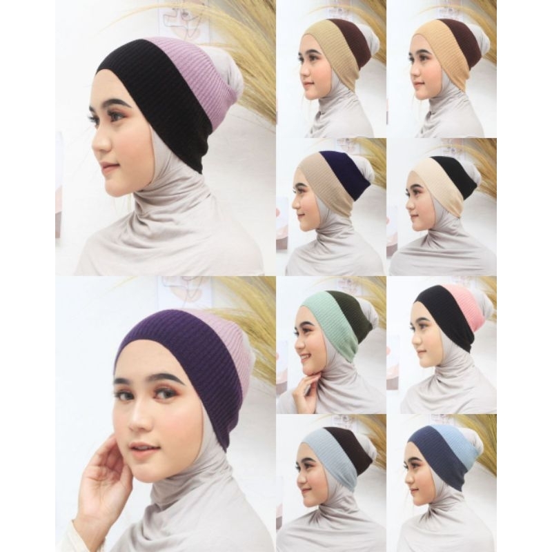 Jual Ciput Bandana Rajut Two Tone WNJ HIJAB | Inner Bandana Knit Annisa ...