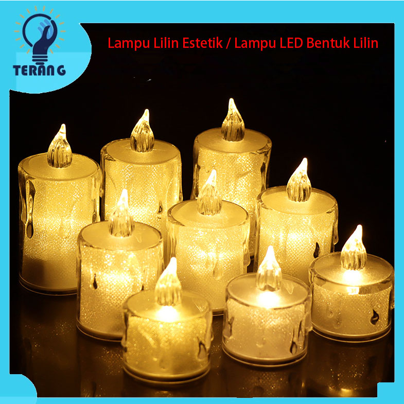 Jual Lampu Lilin Estetik / Lampu LED Bentuk Lilin Bahan Akrilik Kristal