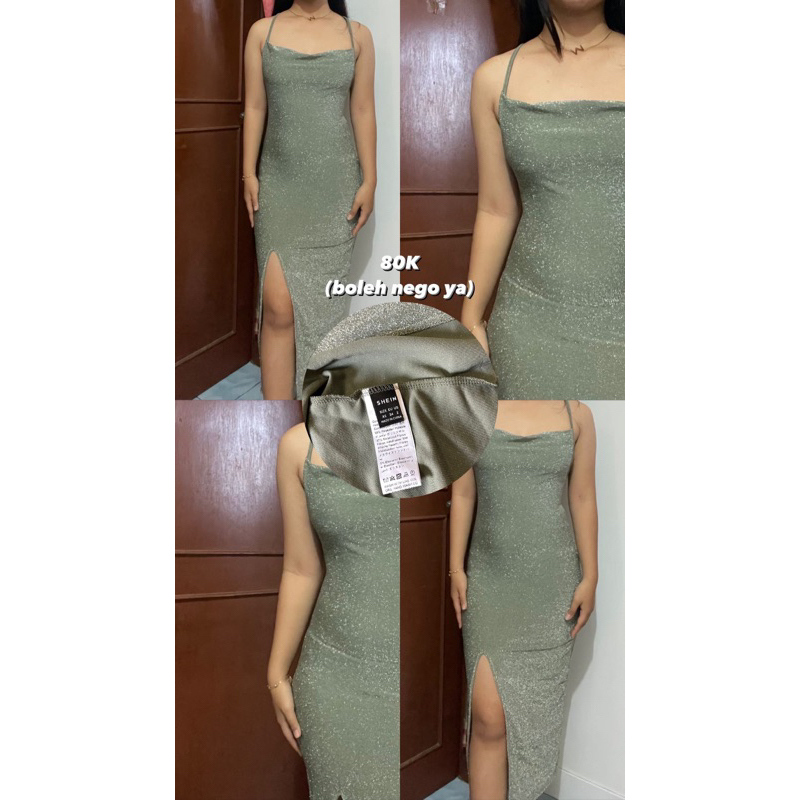 Jual sage green dress shein Shopee Indonesia