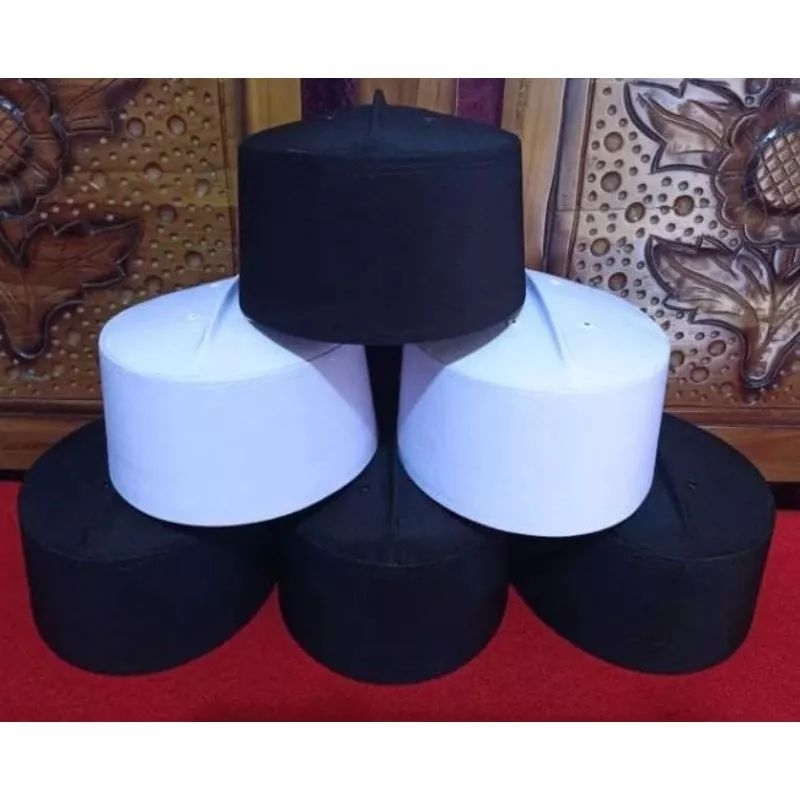 Peci Asagofah putih hitam polos/peci haji