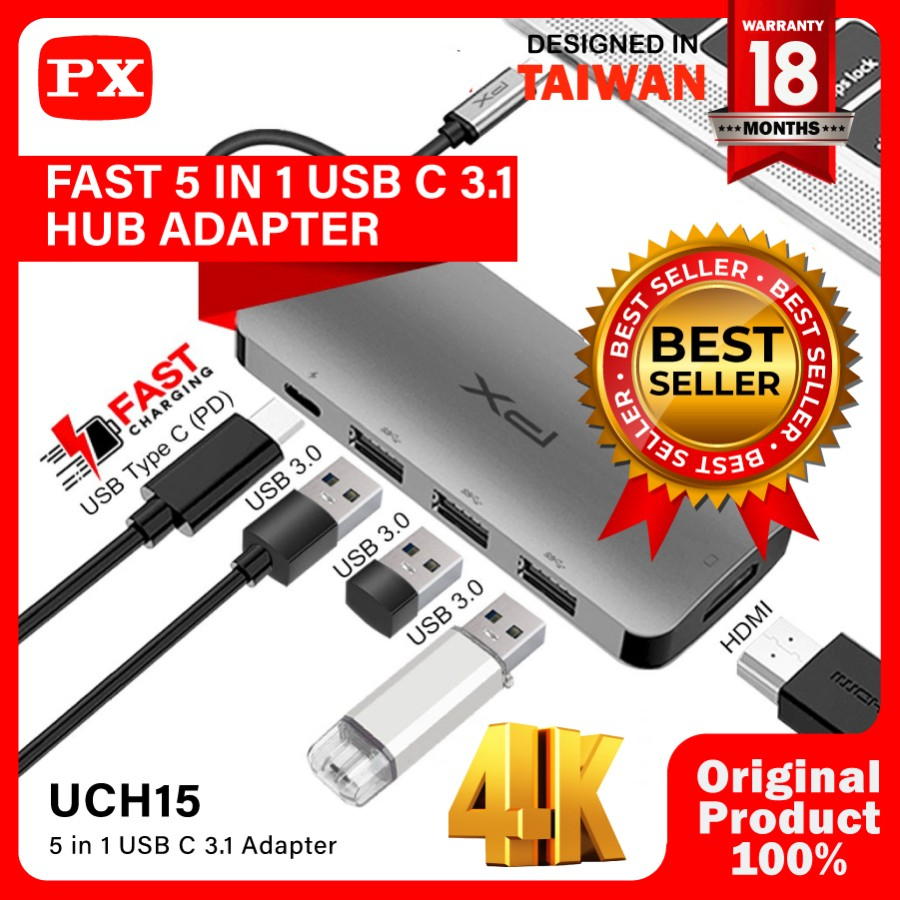 Jual USB HUB Type C to HDMI Converter Adapter for HP Laptop 5 In 1 PX