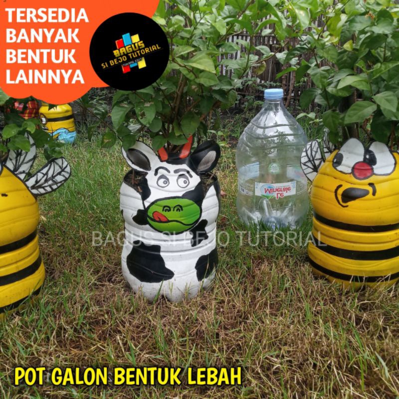 Jual POT DARI GALON BEKAS LEMINERALE KERAJINAN TANGAN BENTUK SAPI
