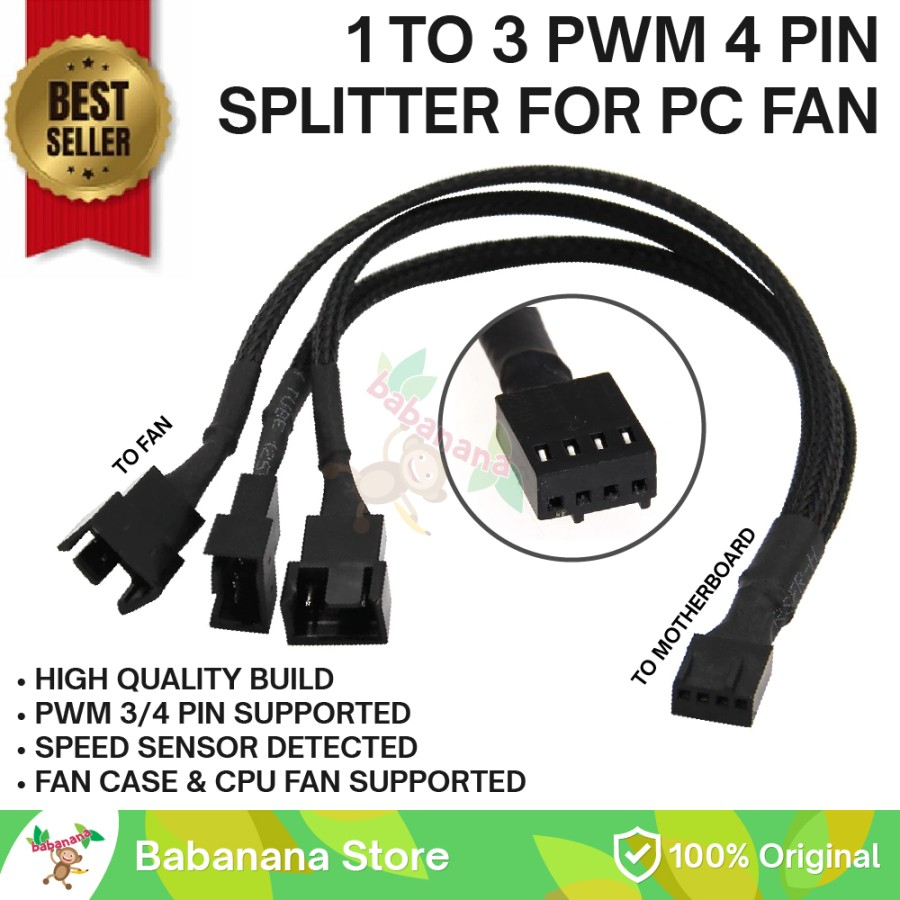 Jual Kabel Splitter Y 1 to 3 PWM Computer Fan 4 pin cable hub 4pin