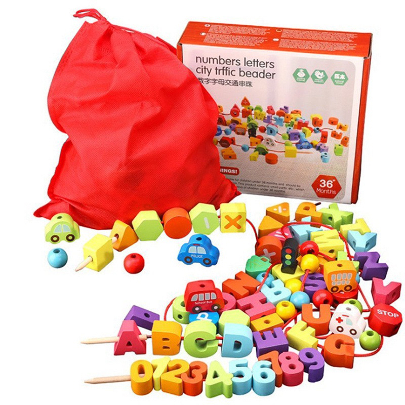 Jual PZL01 Mainan Puzzle Numbers Letter ABC Block Kayu Montesori Kado ...