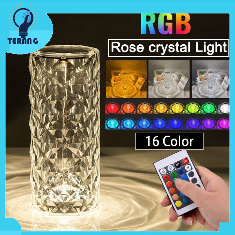 Jual Lampu Meja Crystal Diamond Rose Light Table Lamp 16 Warna Rgb Touch Sensor And Remote Control 8687