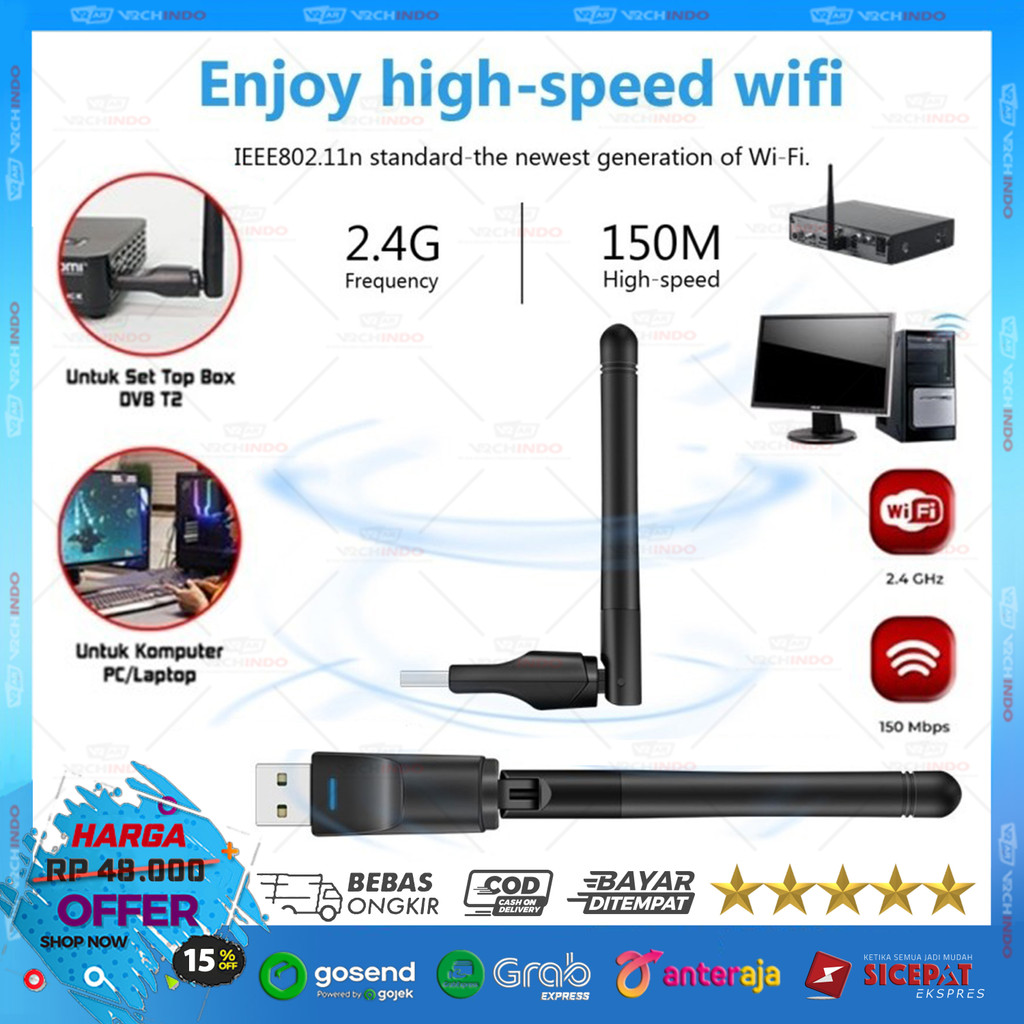 Jual Dongle Wifi Portable 150 Mbps for PC / Laptop / STB / Wifi MT-7601 ...
