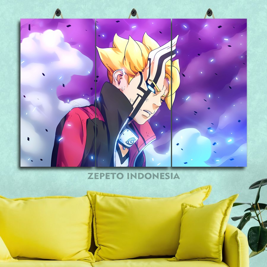 Jual HIASAN DINDING MURAH ANIME BORUTO UZUMAKI 45X30 MULTI PANEL