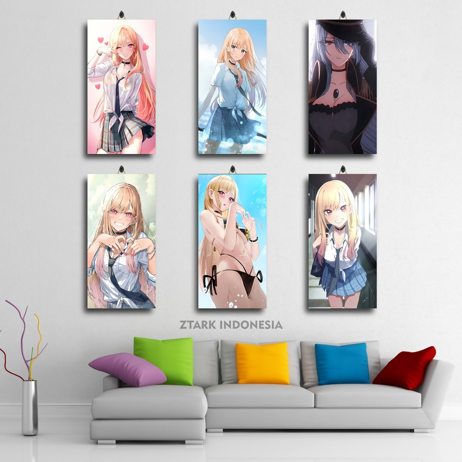 Jual PAJANGAN DINDING KAYU ANIME WAIFU KAWAII MARIN KITAGAWA 15X30