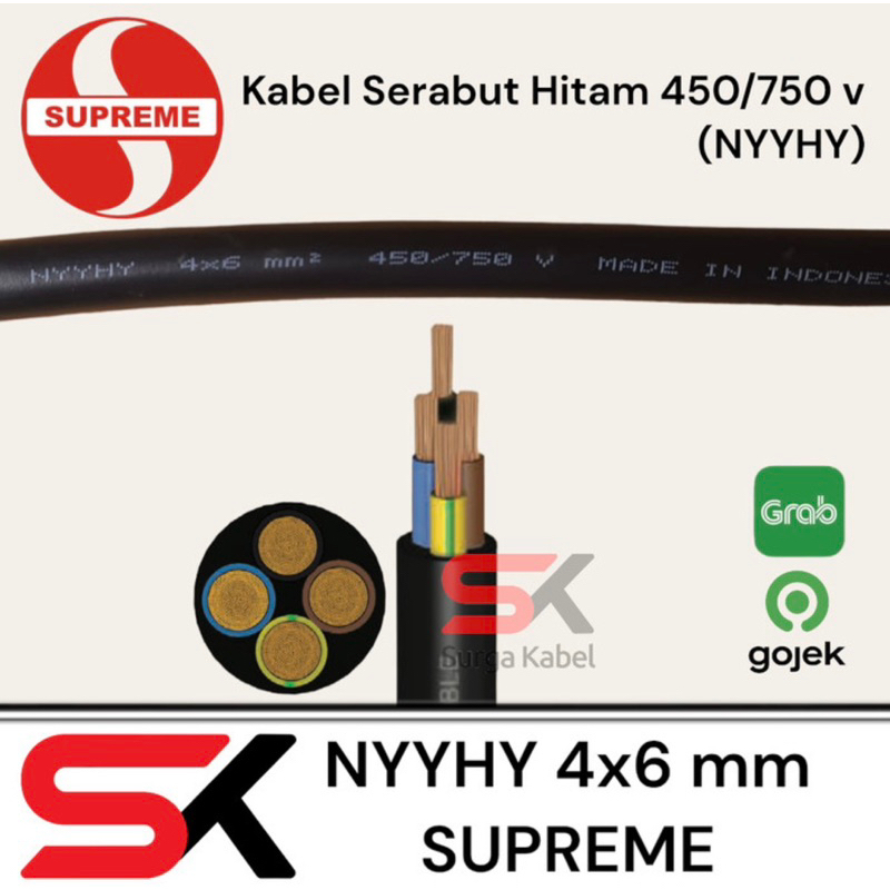 Jual Kabel Listrik Nyyhy 4x6 Mm Supreme Kabel Serabut 4 X 6 Mm Kabel