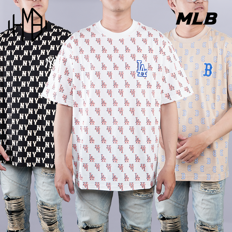 Jual MLB Korea Women's Classic Monogram All Over PQ Tshirts - LA Dodgers  Cream Original 2023