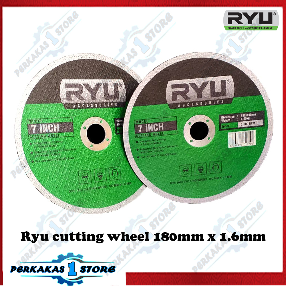 Jual Ryu Cutting Wheel 7 inch Batu Potong Besi 180 MM X 1,6 MM Cutting