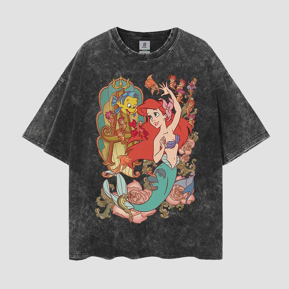 Disney Little Mermaid Ariel Tropical Vintage Graphic T-Shirt Baju