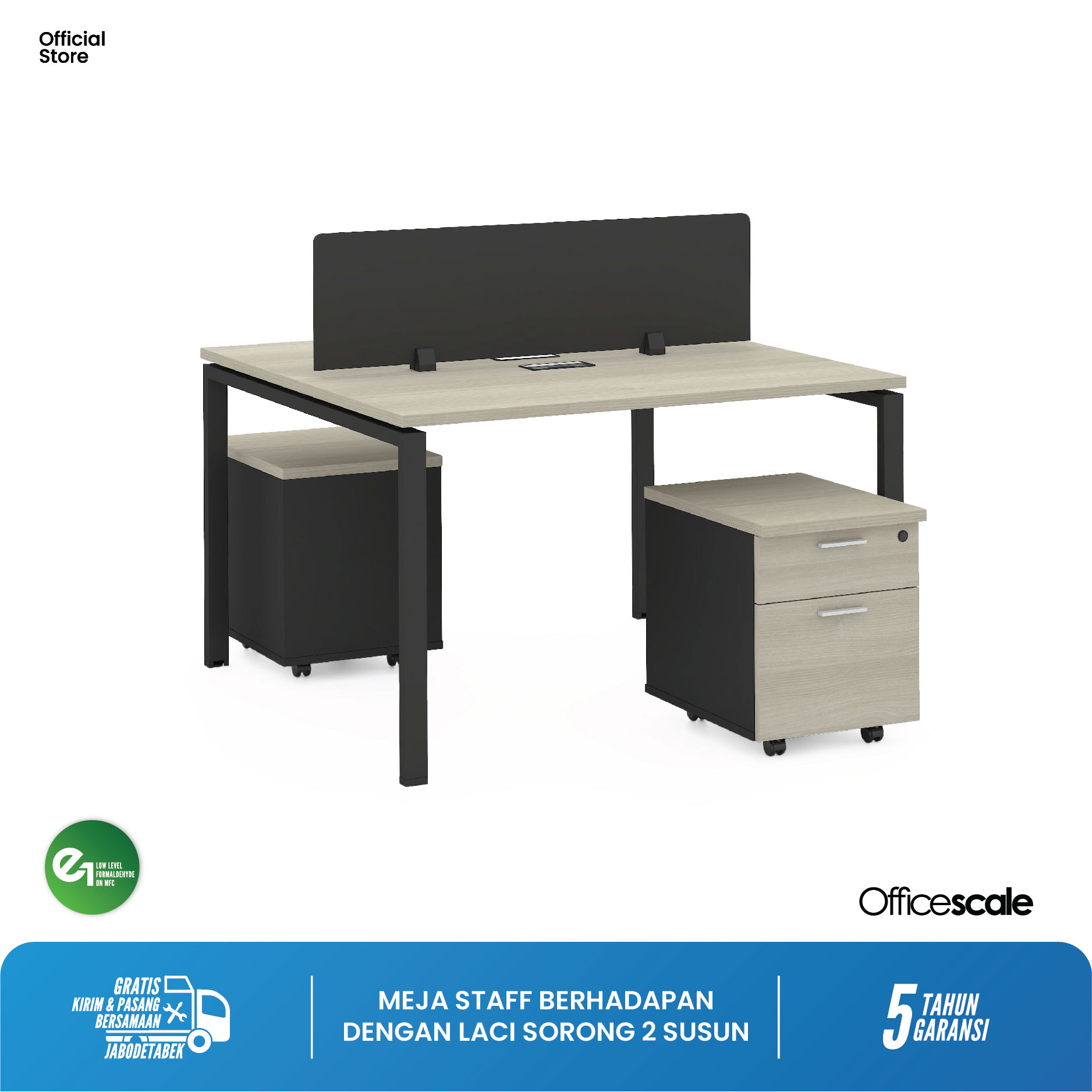 Jual Officescale Meja Kerja Kantor Berhadapan 2 orang + Pedestal