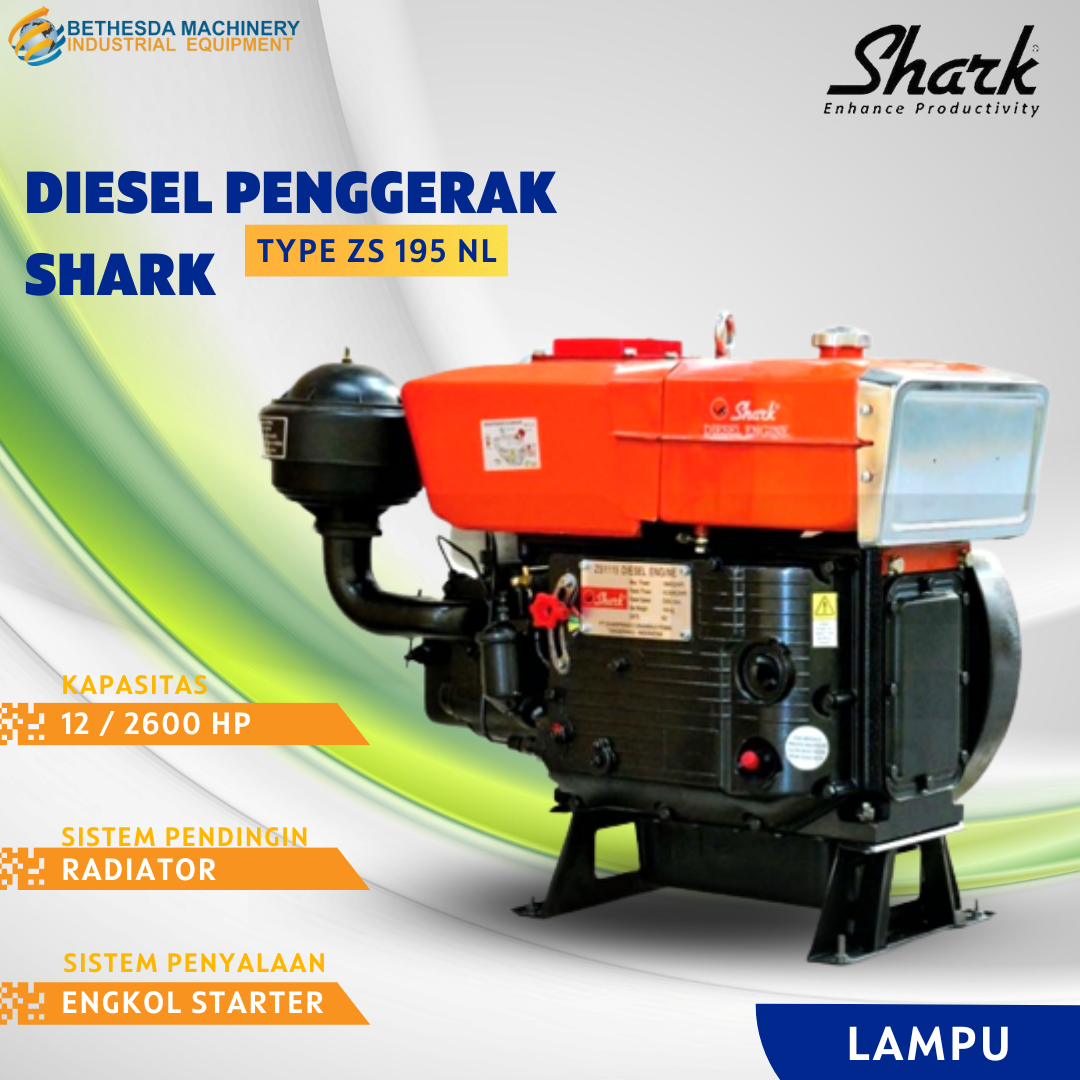 Jual Diesel Engine SHARK R 195 12HP / 12 HP Mesin Penggerak 12 PK ...