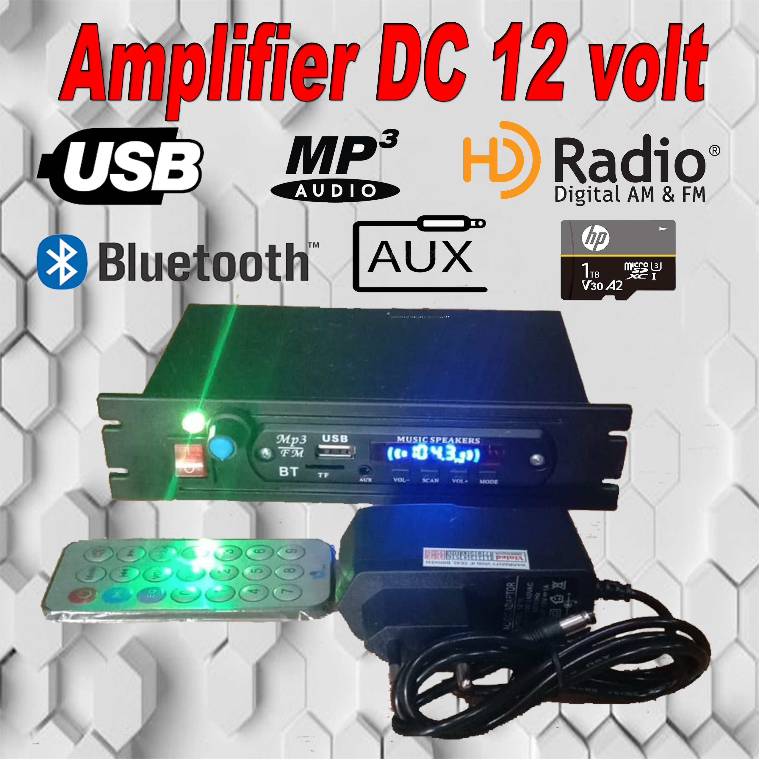 Jual TERBAIK POWER AMPLIFIER MINI 12V MP3 Bluetooth USB RADIO FM MMC