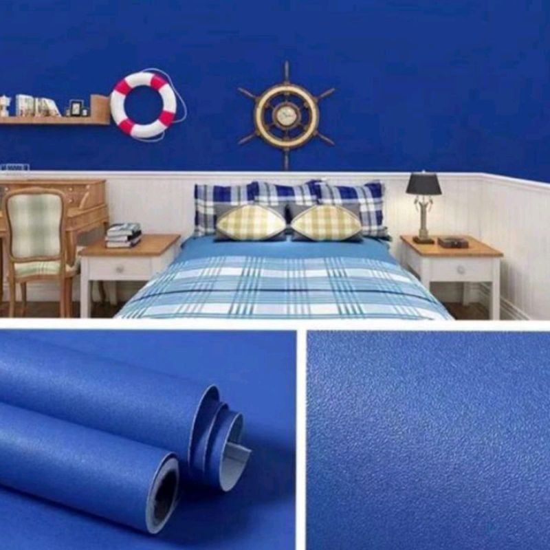 Jual Wallpaper Sticker Dinding Biru Dongker Elegan Natural Minimalis