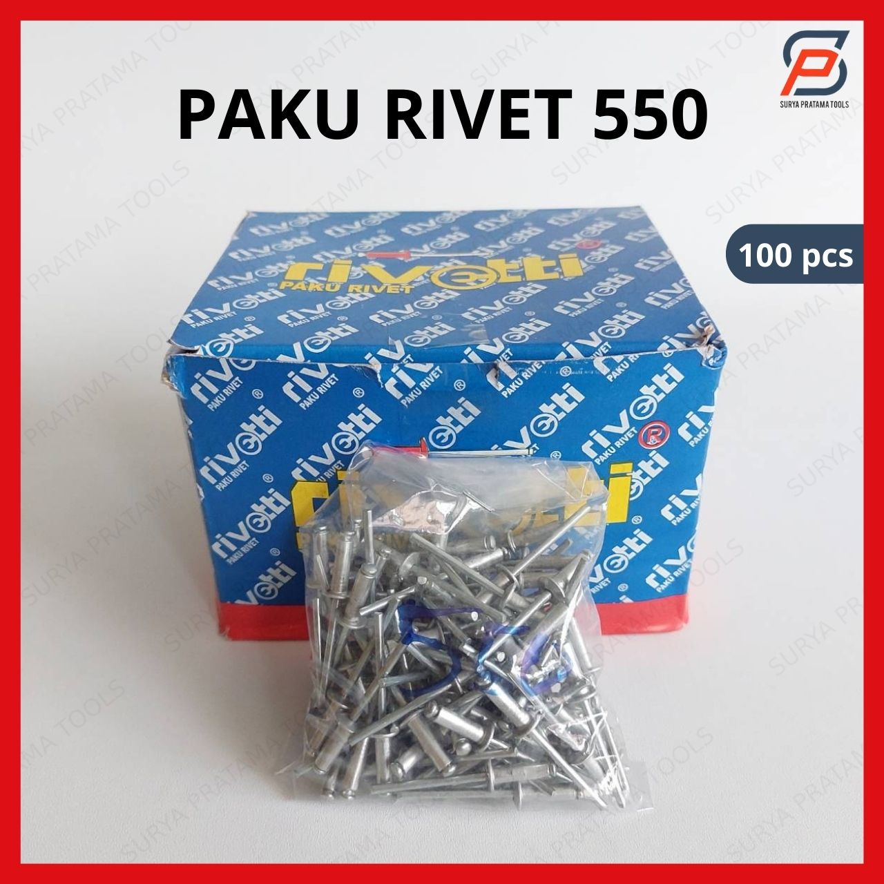Jual Paku Rivet 550 Isi 100 Pcs Ukuran 4mm x 12,7mm | Shopee Indonesia