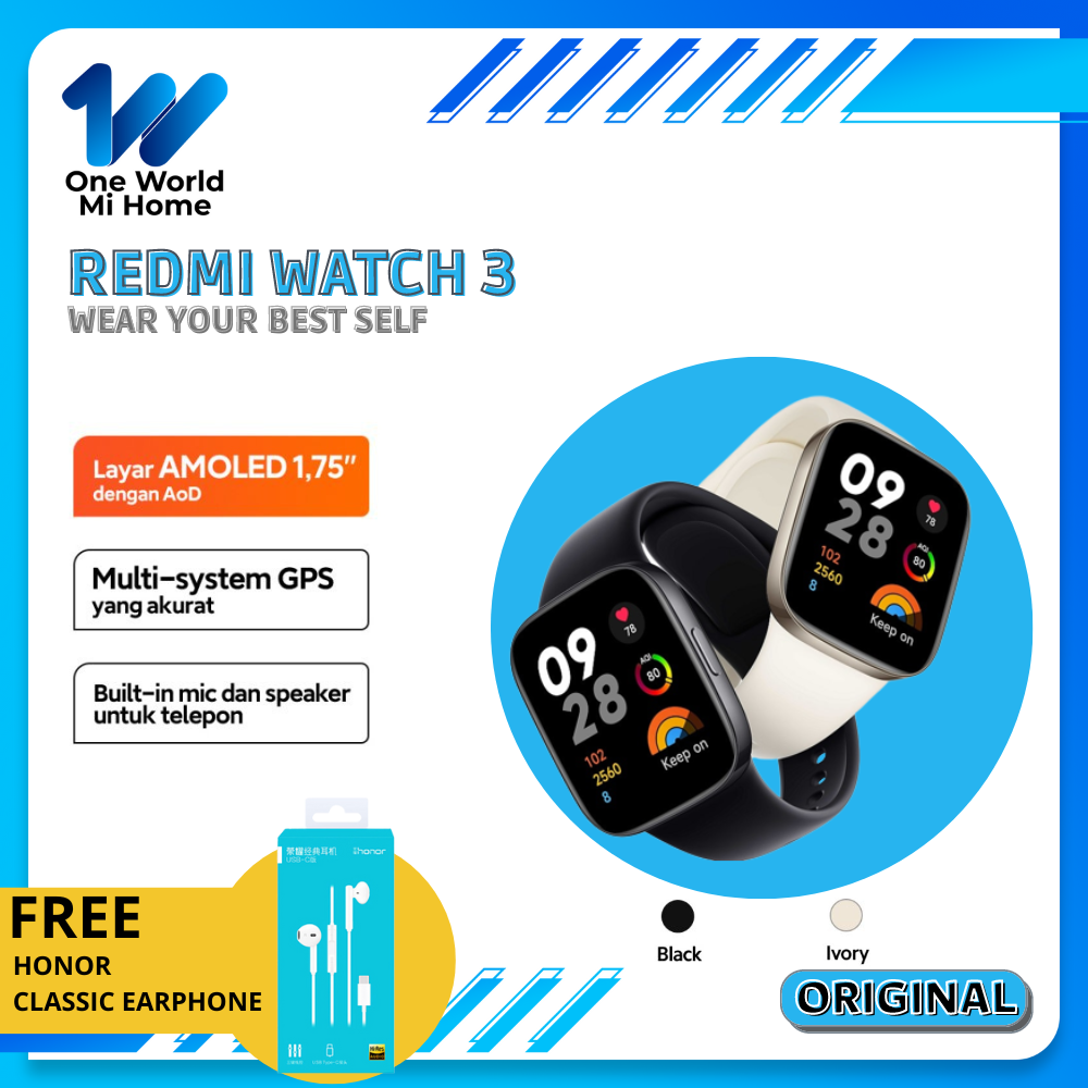 Jual Xiaomi Redmi Watch 3 jam tangan pintar 1.75 ", layar AMOLED