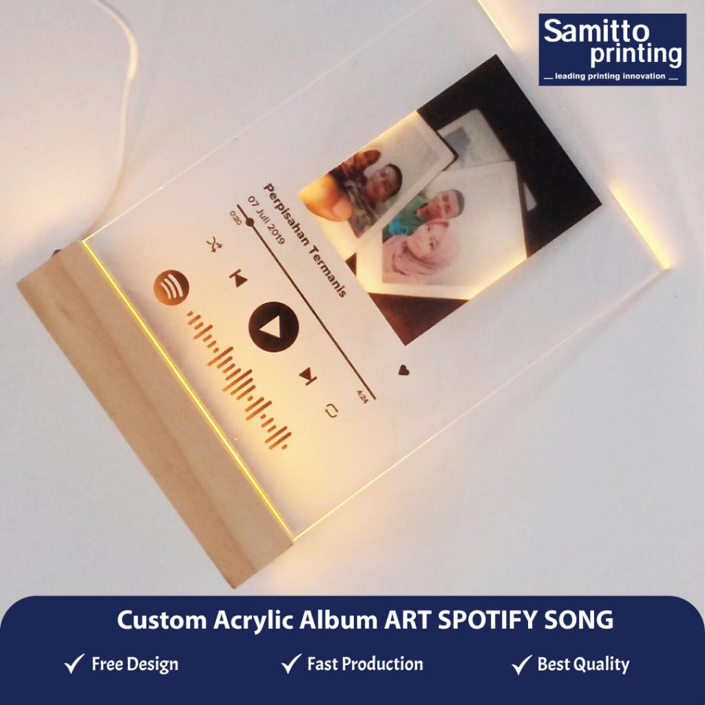 Jual ACRYLIC Custom Album Art Spotify Song LED Acrylic I free box