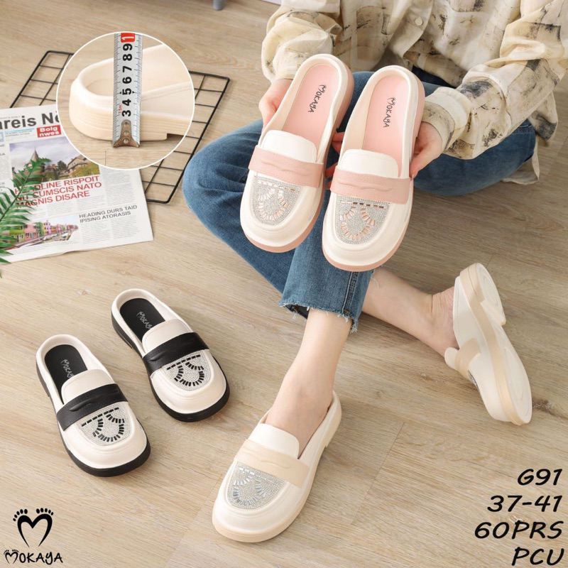 SEPATU SANDAL WANITA WEDGES SEPATU WANITA 3 WARNA MODEL TERBARU BAHAN JELLY TINGGI 4CM MOKAYA G91