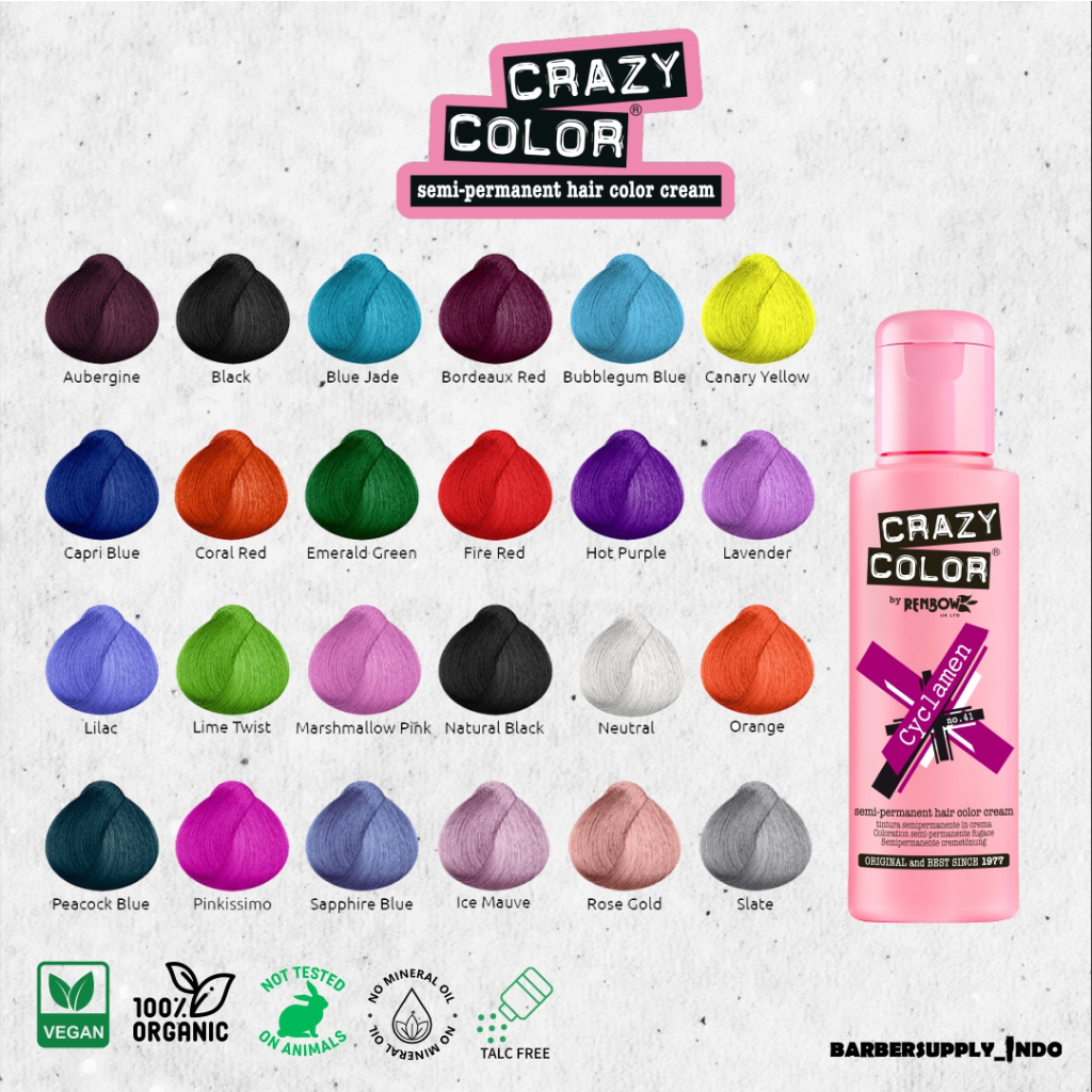 Jual CRAZY COLOR HAIR DYE COLOR SEMIPERMANENT PEWARNA CAT RAMBUT VEGAN