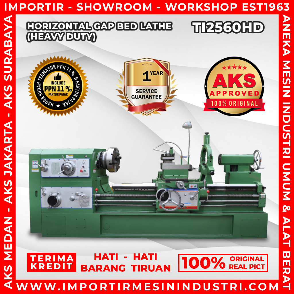 Jual Mesin Bubut Besi Logam 63x150cm Horizontal Gap Bed Lathe Ti2560hd Shopee Indonesia 