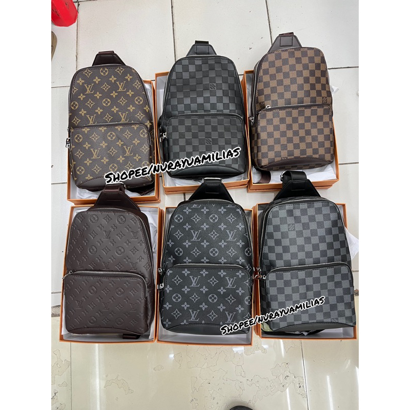 Jual Tas selempang pria LV free box import premium tas slempang pria branded