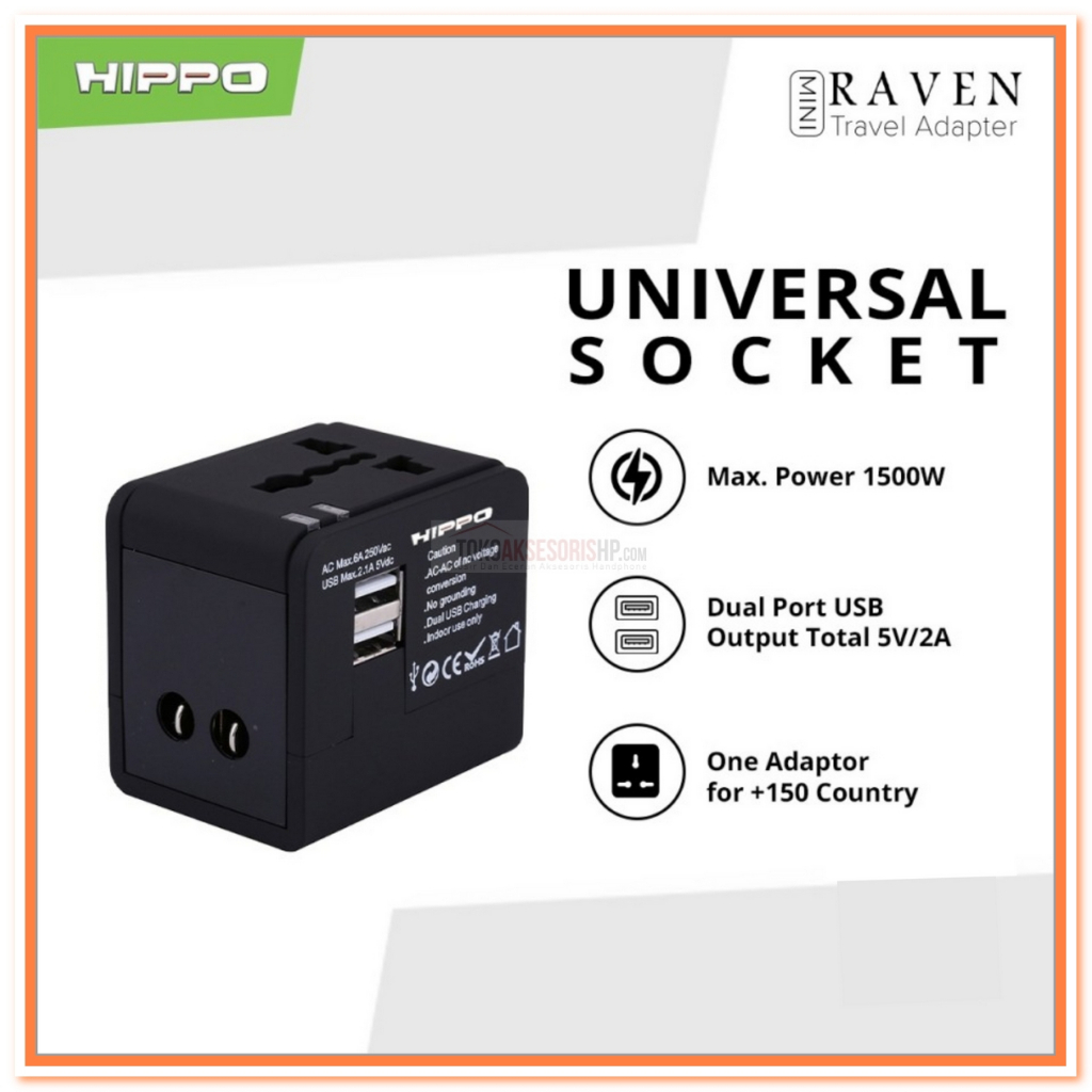 Jual HIPPO RAVEN MINI TRAVEL ADAPTER UNIVERSAL/ADAPTER CHARGER ...