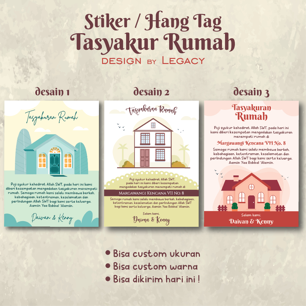 Jual Stiker/ Kartu Syukuran Rumah Baru atau Pindahan Rumah | Shopee