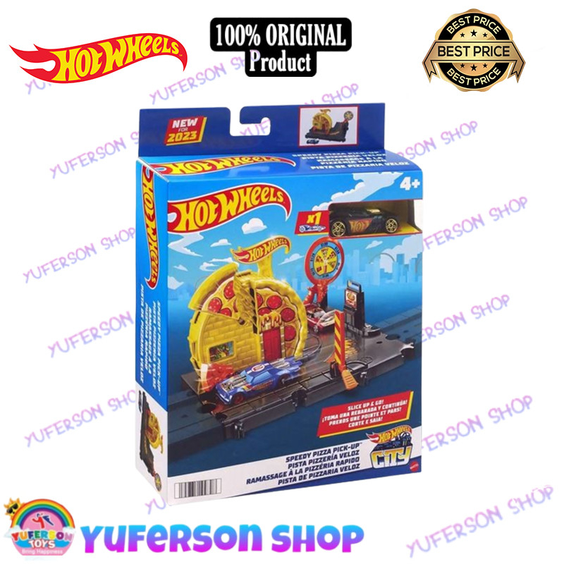 Jual HotWheels City Speedy Pizza Pick-Up Track Set HMD53 | Shopee Indonesia