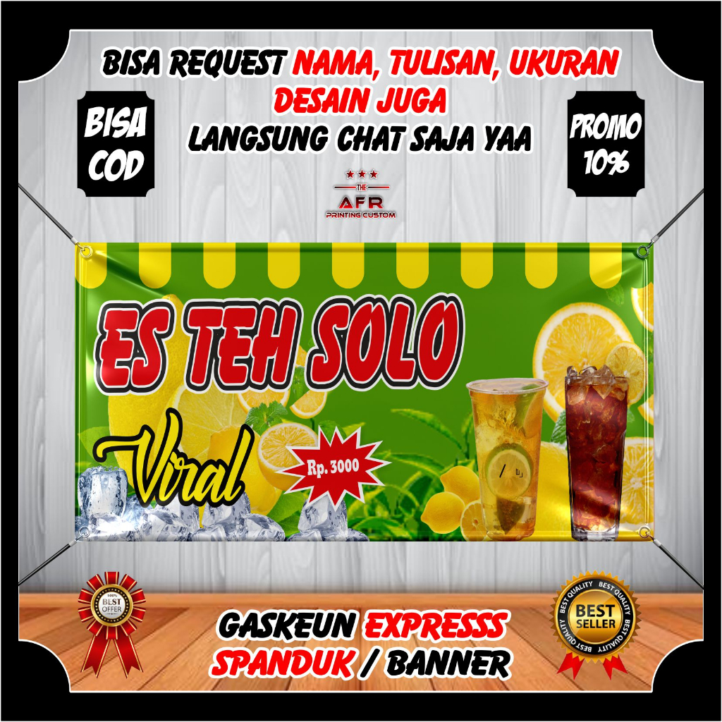 Jual Terlaris - Spanduk Banner Backdroup Es Teh Solo Keren Spanduk